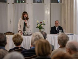 Csűrös Csilla - A Trianoni Szemle bemutató estjének háziasszonya a HM Stefánia palotában 2019. november 27.-én