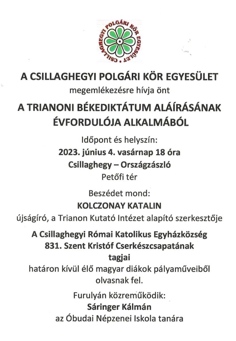 2023.06.04. Csillaghegyi megemlékezés - Kolczonay Katalin és Szidiropulosz Archimédesz